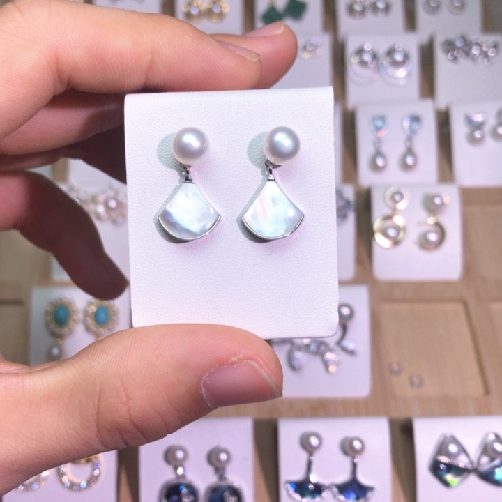 淡水珍珠耳饰银S925镶嵌