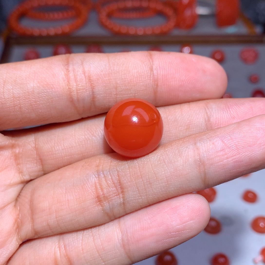 南红玛瑙圆珠15未镶嵌微沙袋