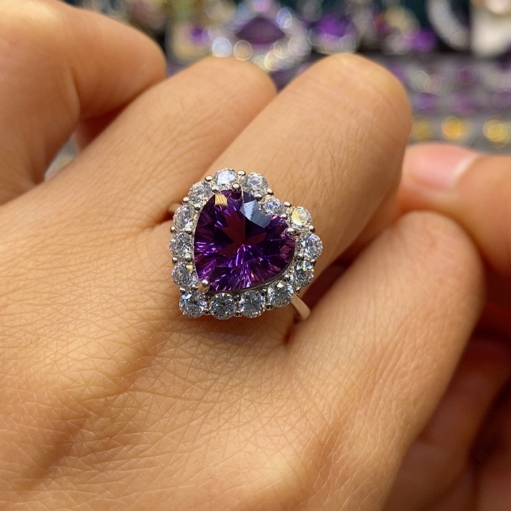 水晶戒指银S925镶嵌天然水晶戒指