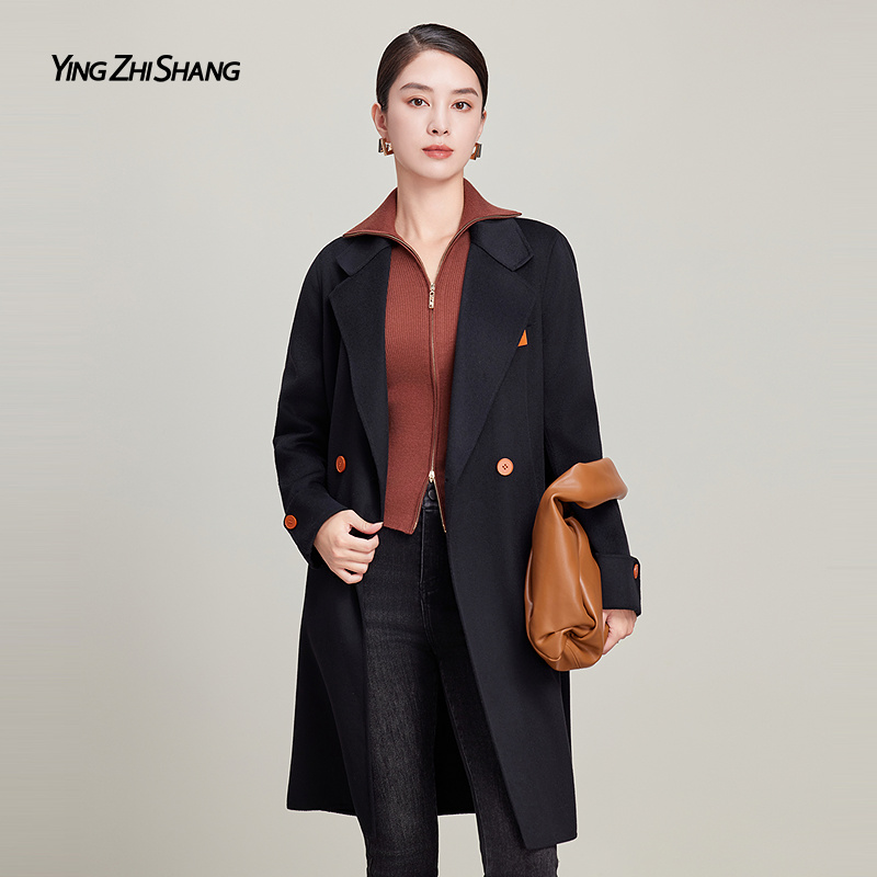 【反季专供】赢智尚绵羊毛长款双面呢大衣女高档保暖秋冬新ZL00326