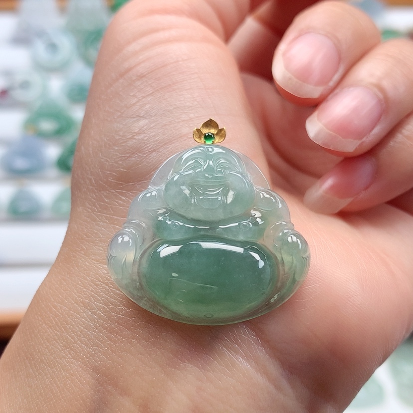 【闪购商品】翡翠吊坠(赠链)18K金镶嵌