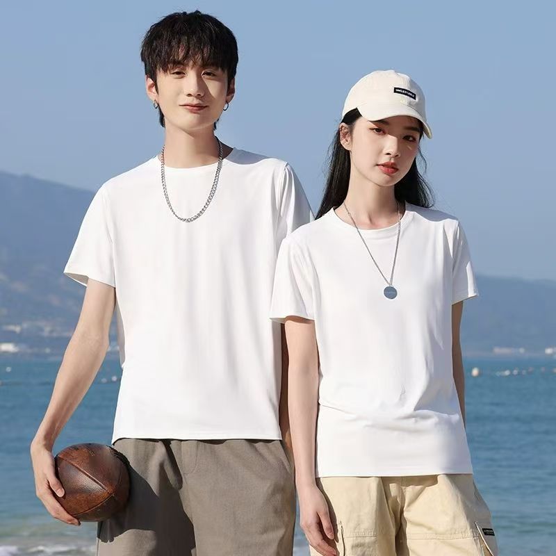 240克100%纯棉T恤夏季装 吸汗透气圆领大码半袖男女同款1件装