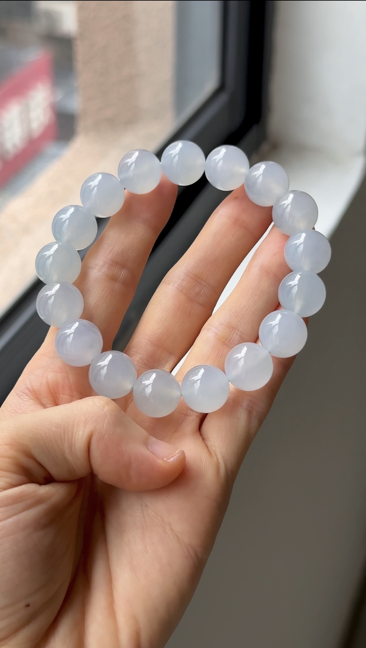 纯白冰翡翠手串卡12.5