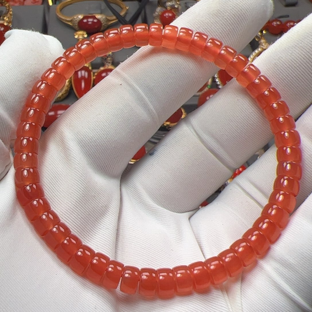 南红玛瑙手串未镶嵌5mm原矿精品冰红直切手串