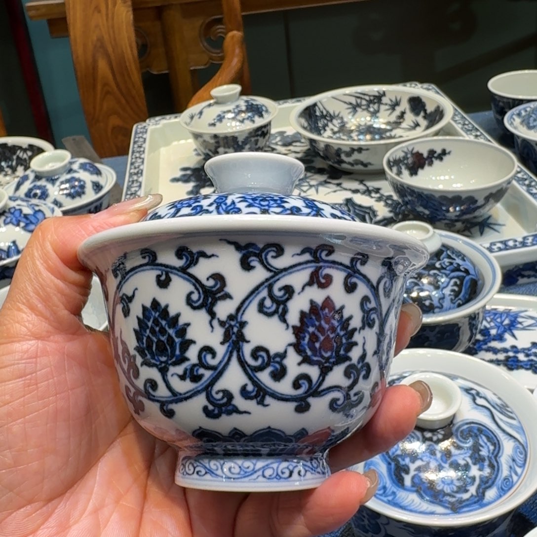 景德镇陶瓷手绘盖碗