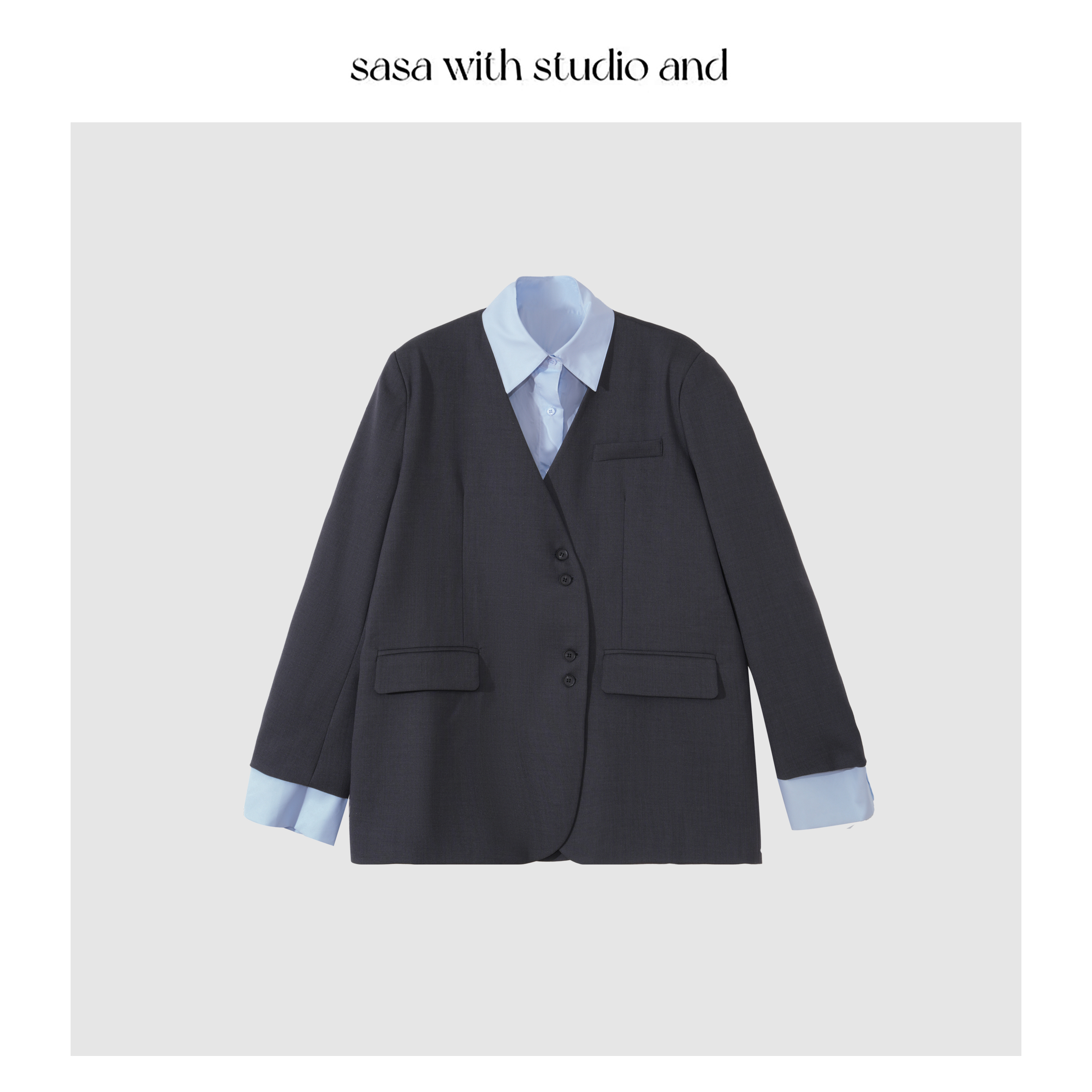 高级感假两件设计西装外套宽松百搭上衣  WA13102