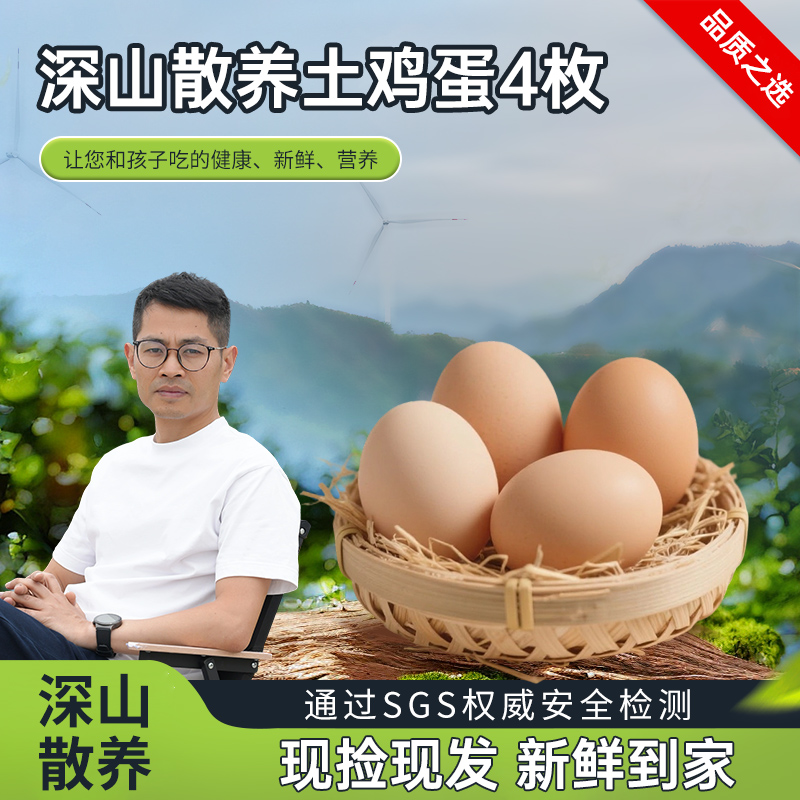 农小咖徽州深山散养土鸡蛋4枚现捡现发新鲜柴鸡蛋正宗农家土鸡蛋