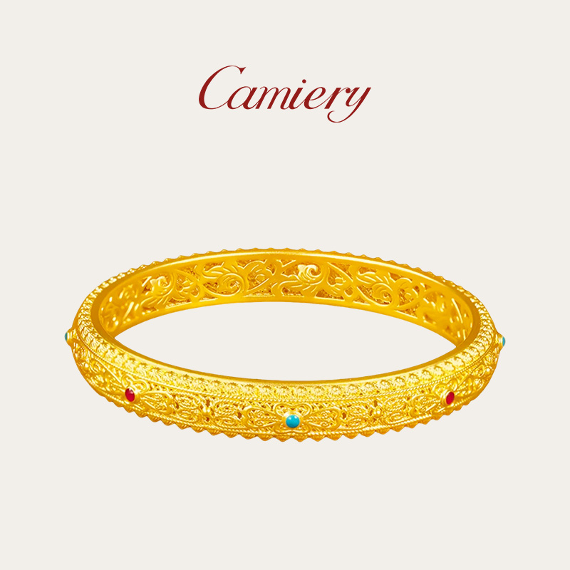 CAMIERY/卡美瑞 新中式镂空花丝皇后手镯气质百搭