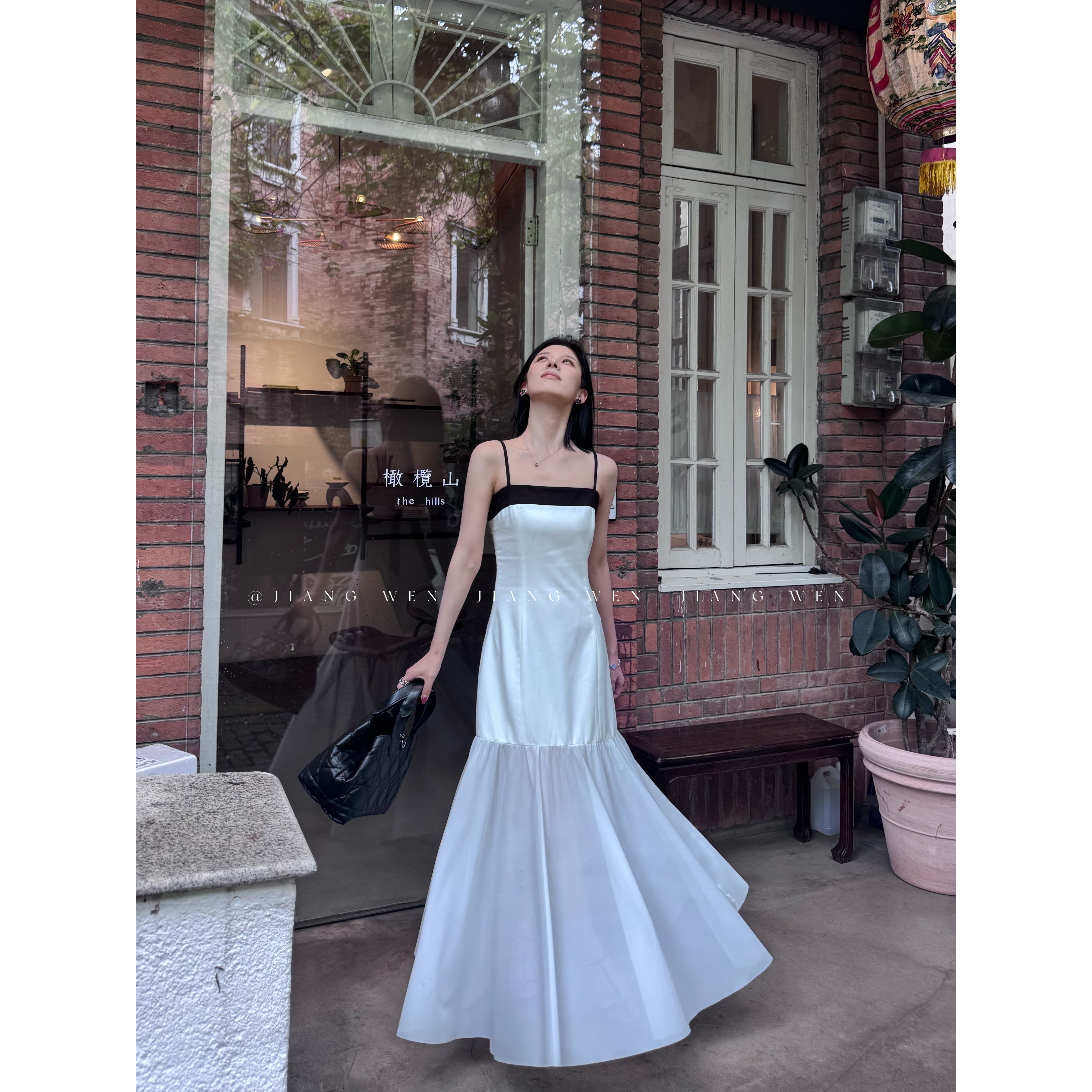 【米兰曲】法式撞色蝴蝶结抹胸网纱连衣裙女