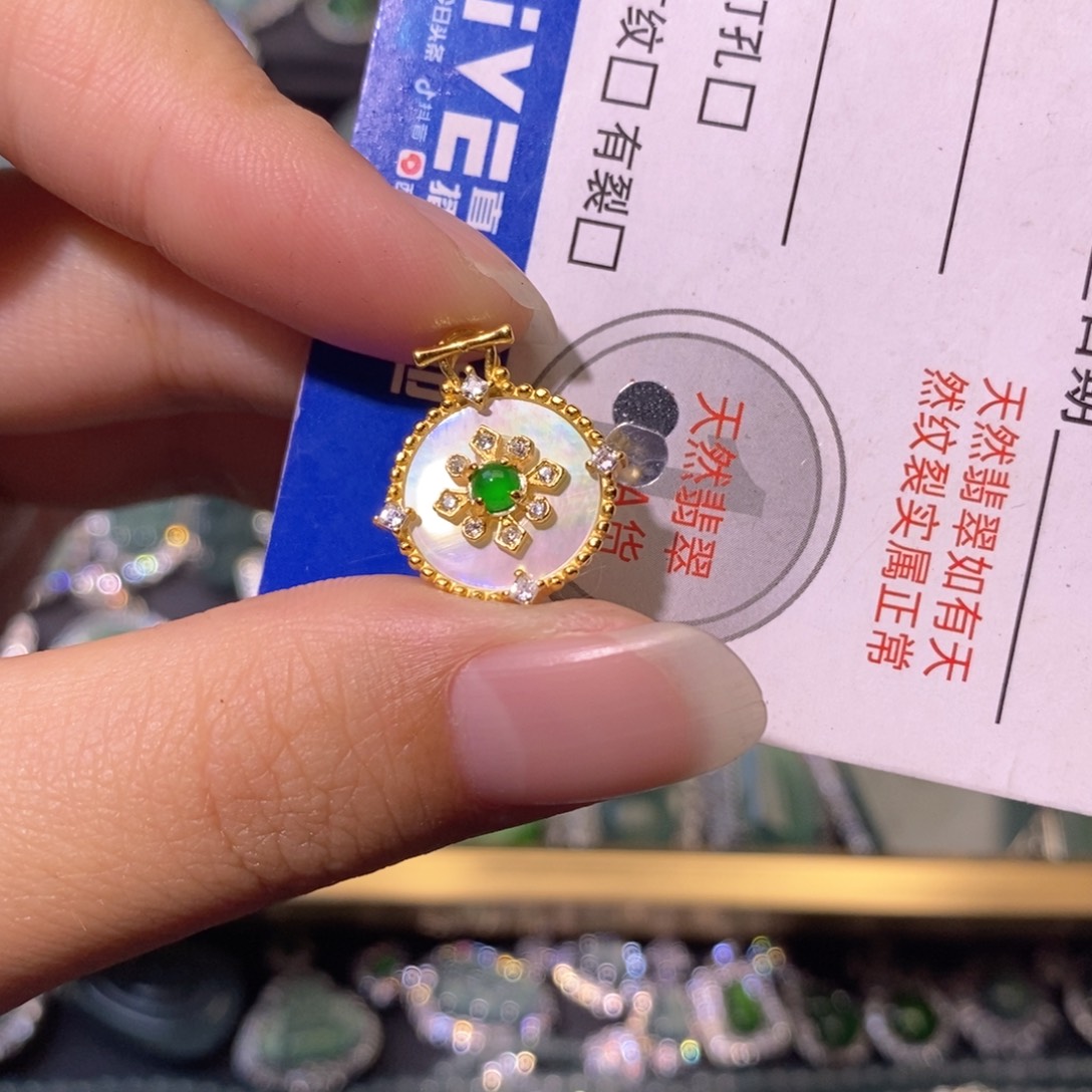 翡翠银S925镶嵌颈饰