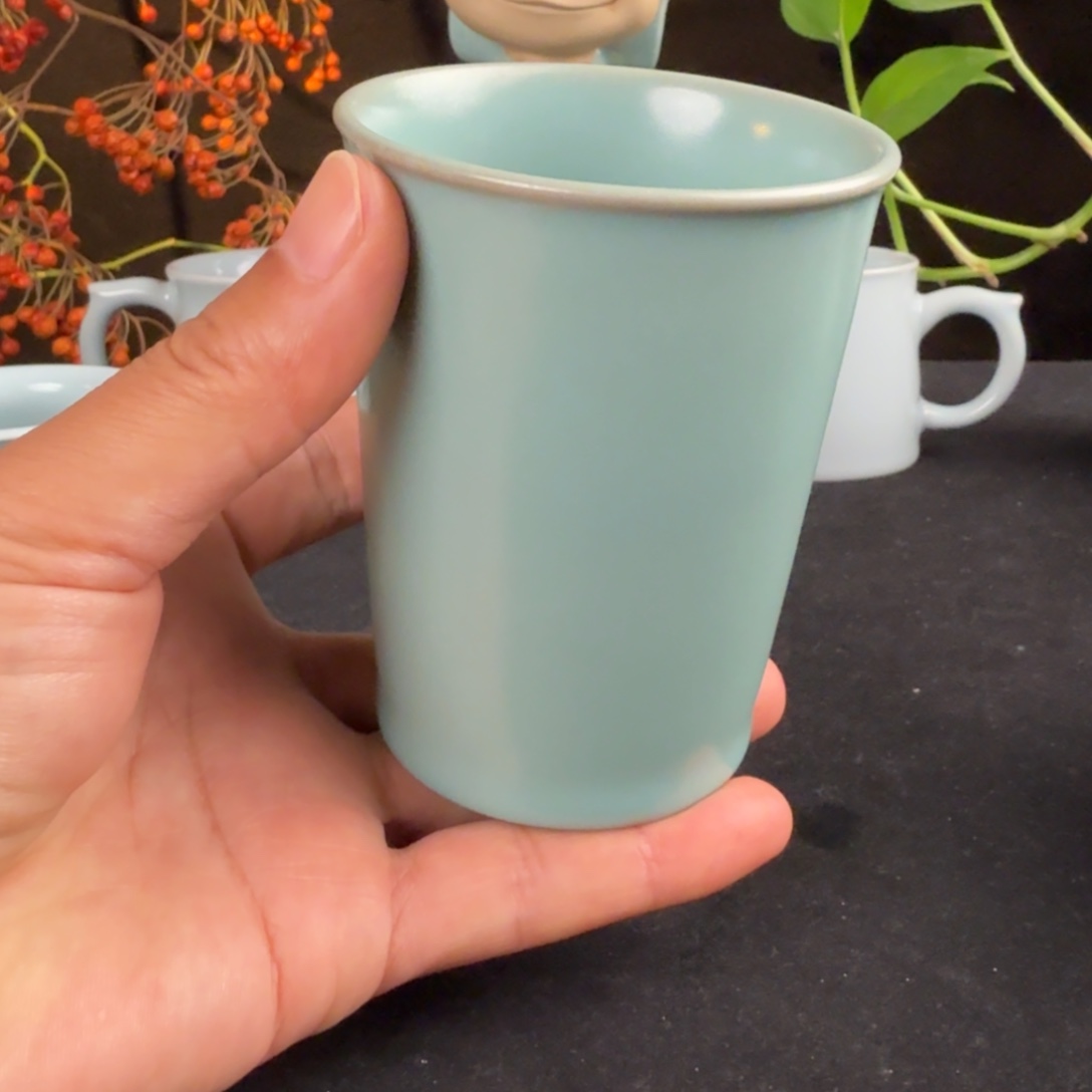陶摆件汝瓷可乐杯原矿原釉
