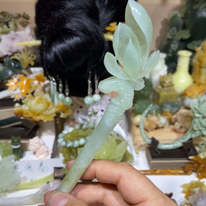 蛇纹石玉未镶嵌发饰