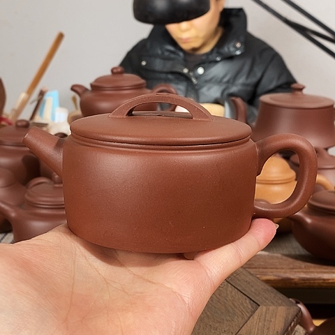 茶壶紫砂风***＿微瑕约200c c汉瓦原矿紫泥