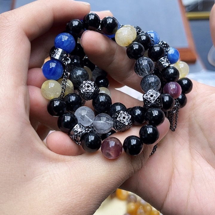 水晶手链银S925镶嵌金允石