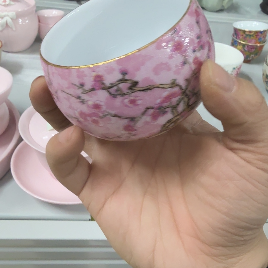 瑾****粉桃花一个主人杯陶瓷