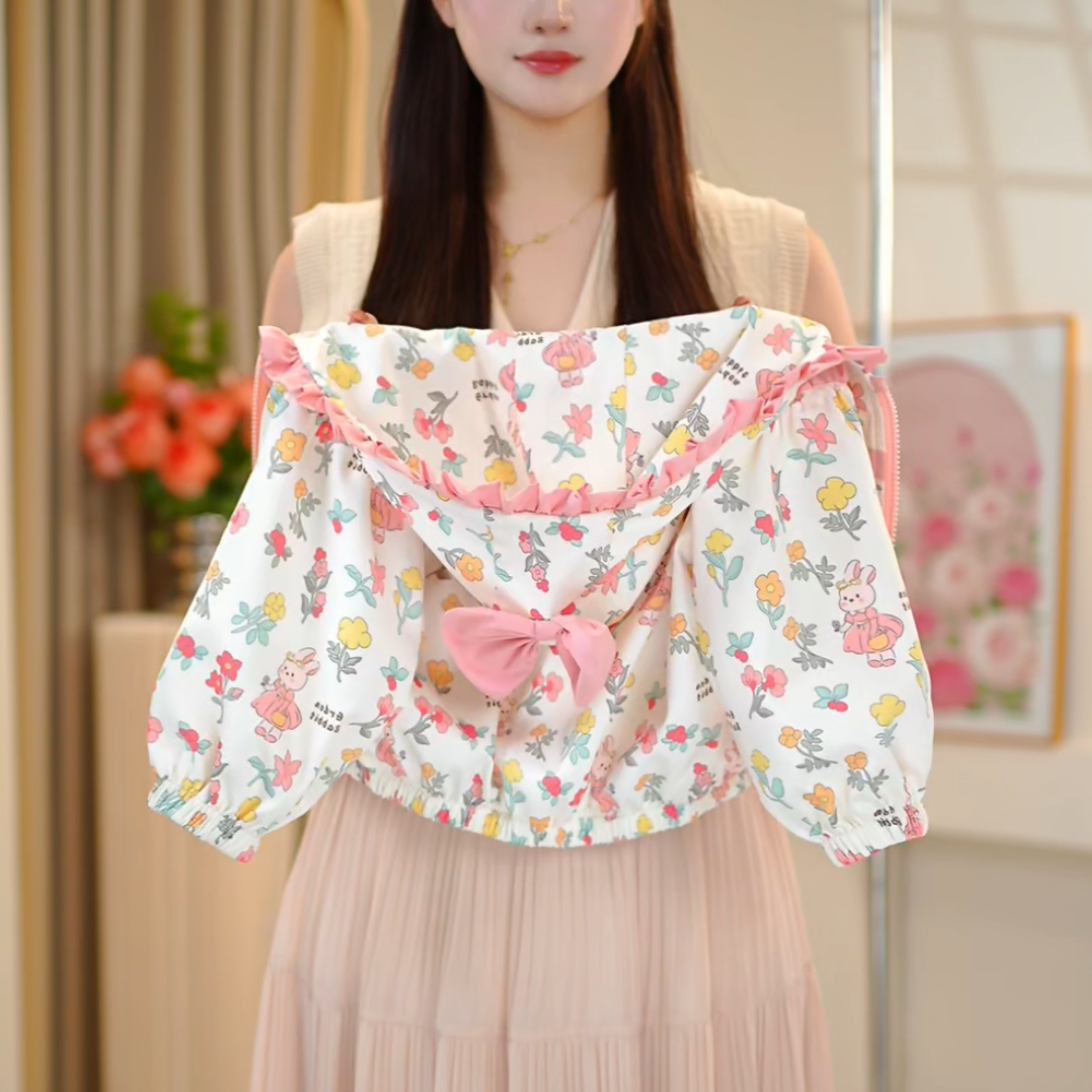 【佳琪妈】2025新款女童秋季碎花连帽外套三防免洗冲锋衣外套-7114#