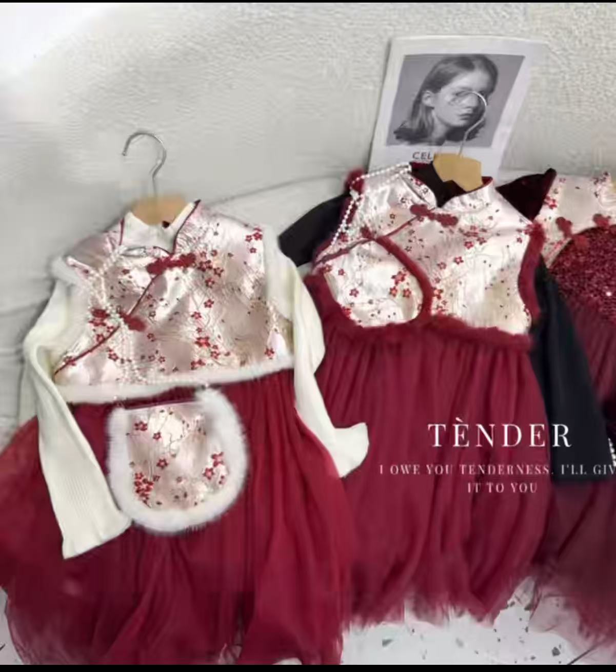 F180新年儿童两件套连衣裙8152