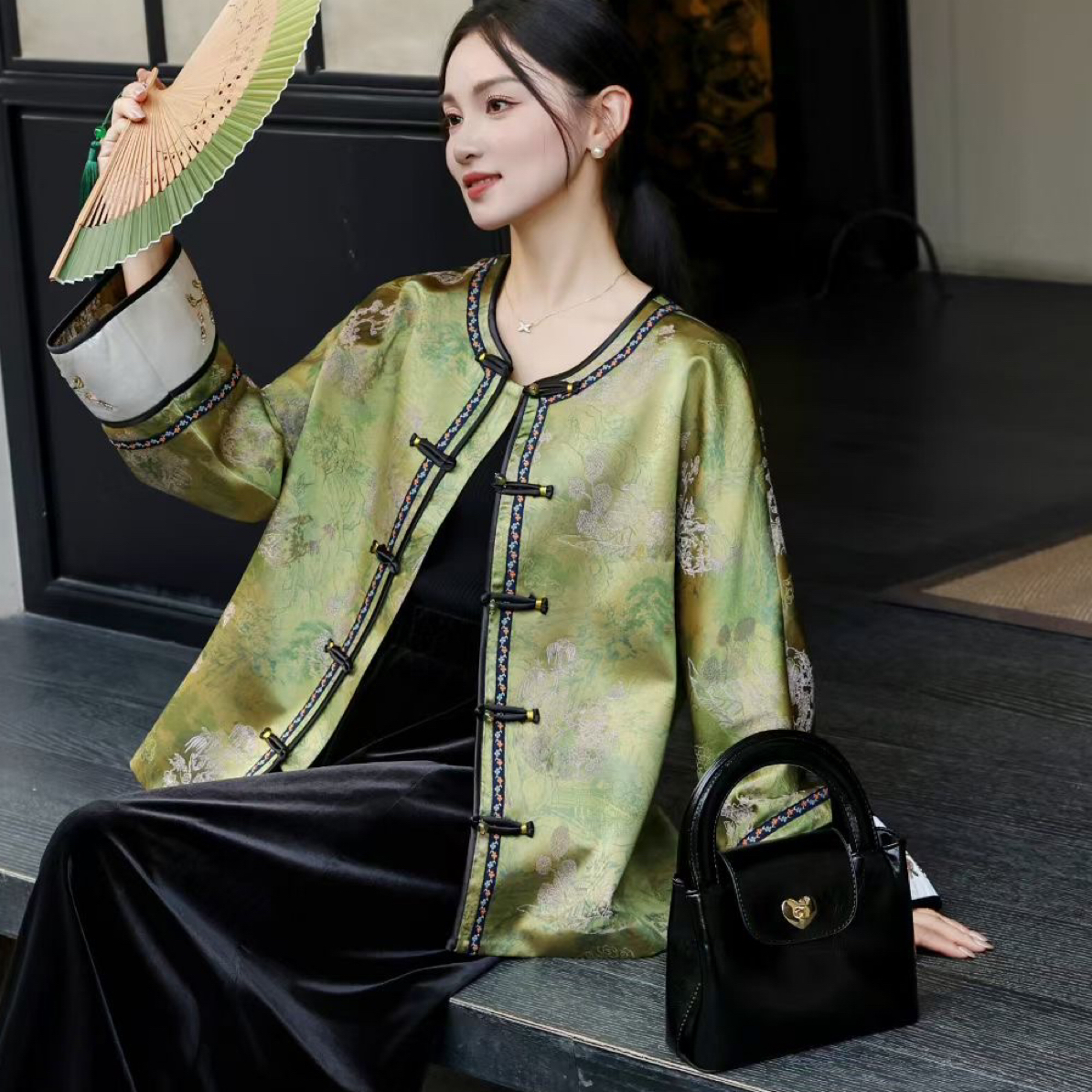 通用浮雕开衫刺绣秋季提花薄款时尚短外套厚款中国风