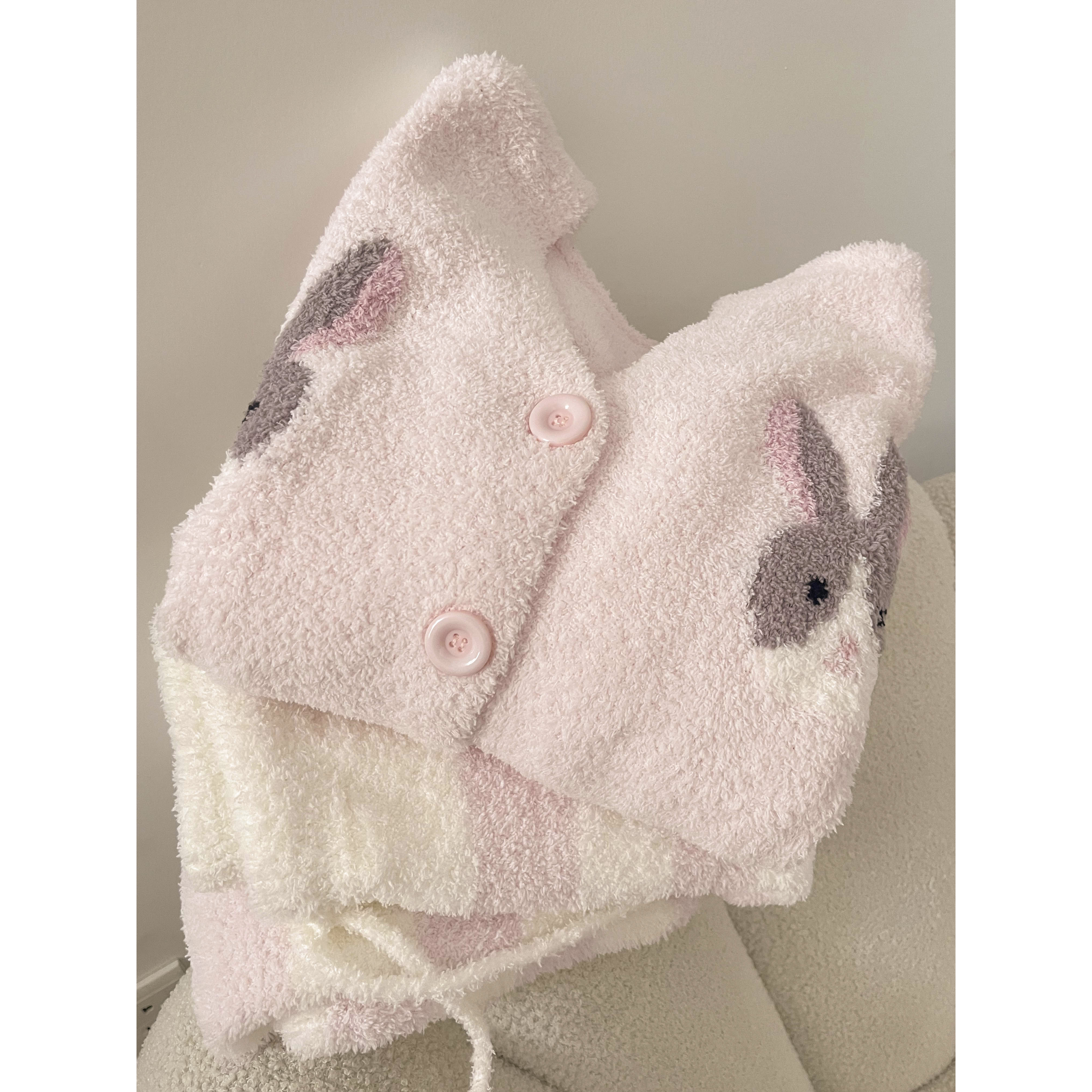 可爱兔子毛绒加厚睡衣女冬季新款半边绒保暖长袖长裤家居服可外穿