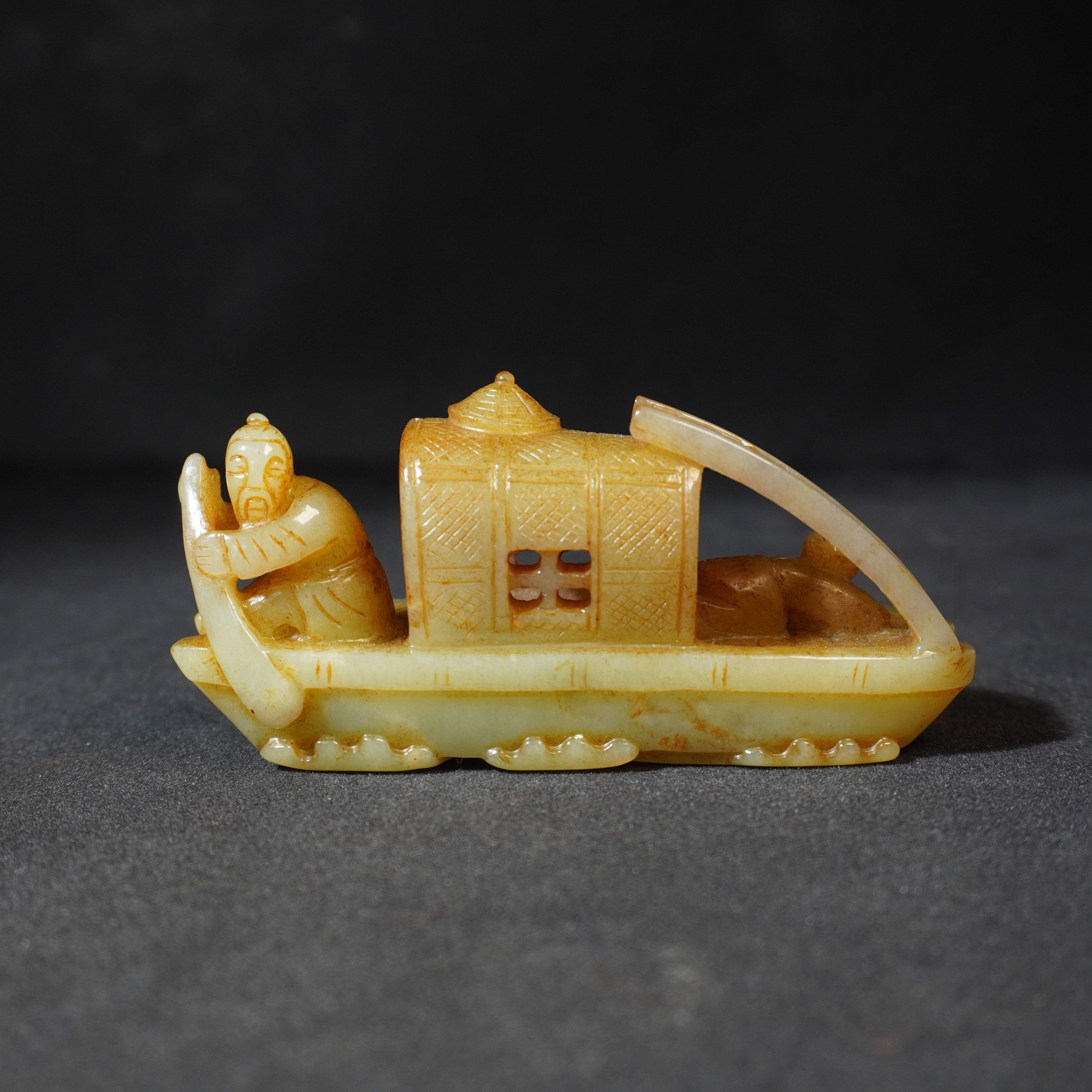 7NU58 清 和田玉一帆风顺摆件