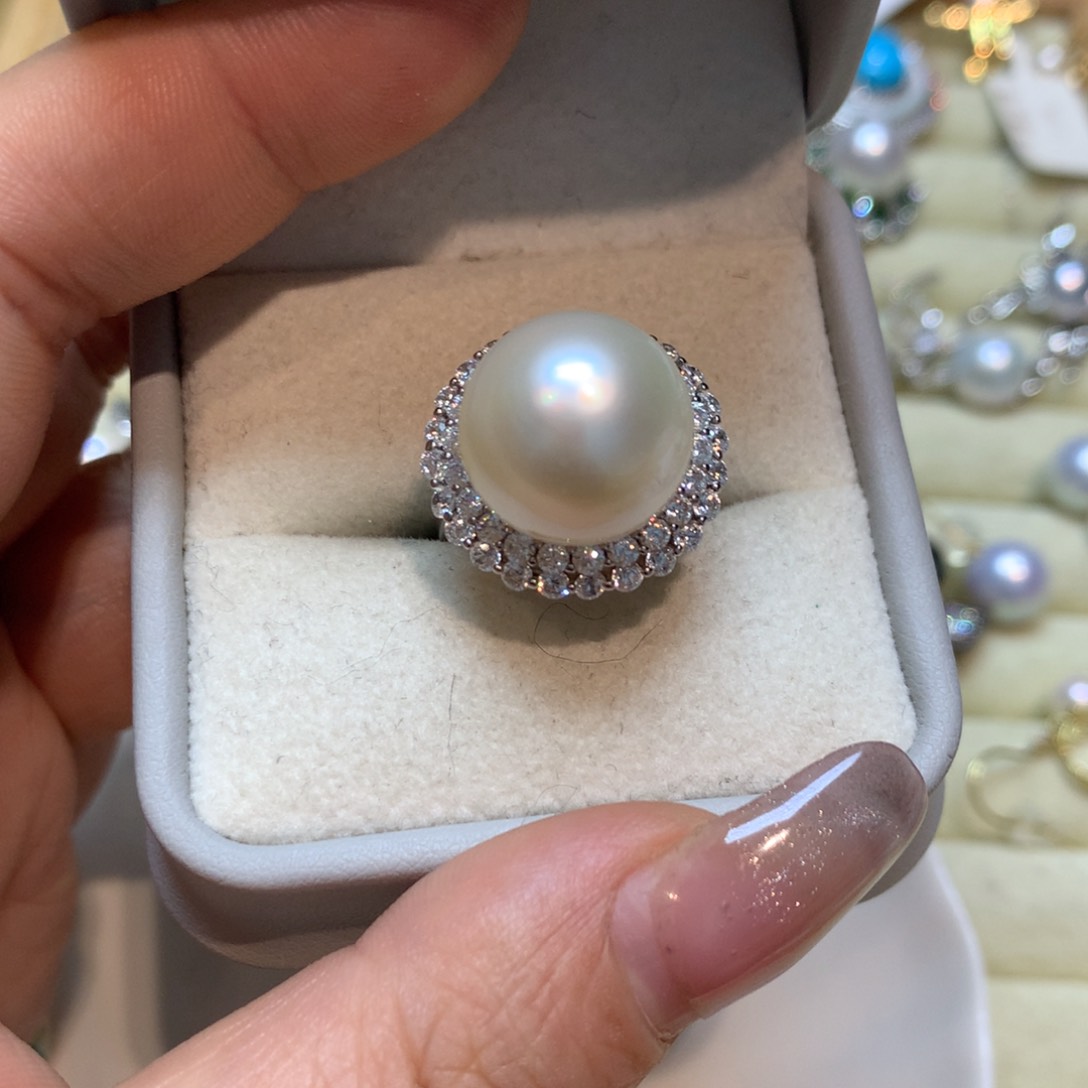 海水珍珠戒指银S925镶嵌