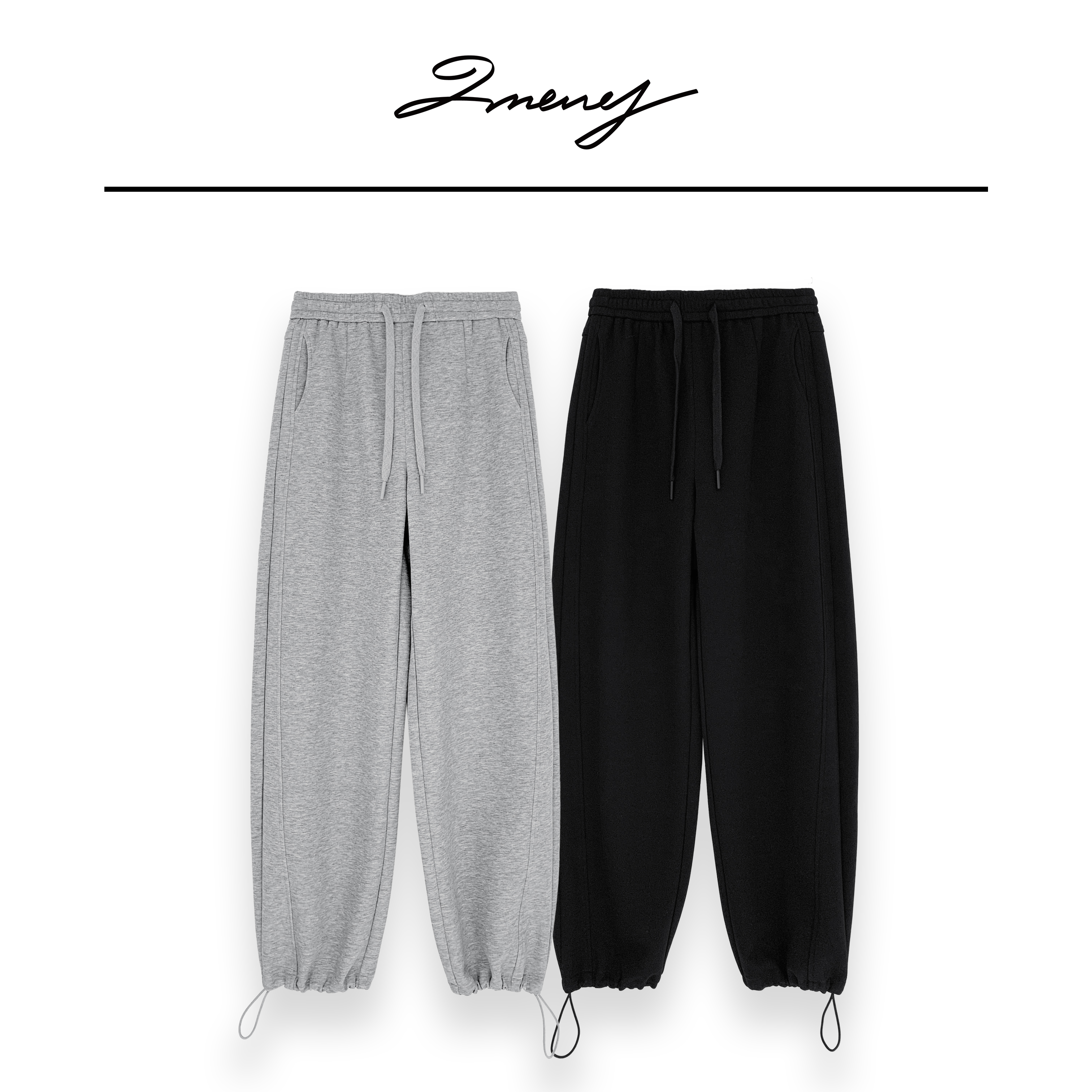 LMENY【清】一裤两穿~松紧腰抽绳阔腿可束脚休闲显瘦垂感裤25AK002