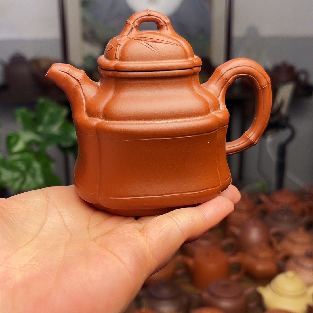 大***蓉紫砂壶原矿赵庄朱泥竹鼎壶老粉拿货价