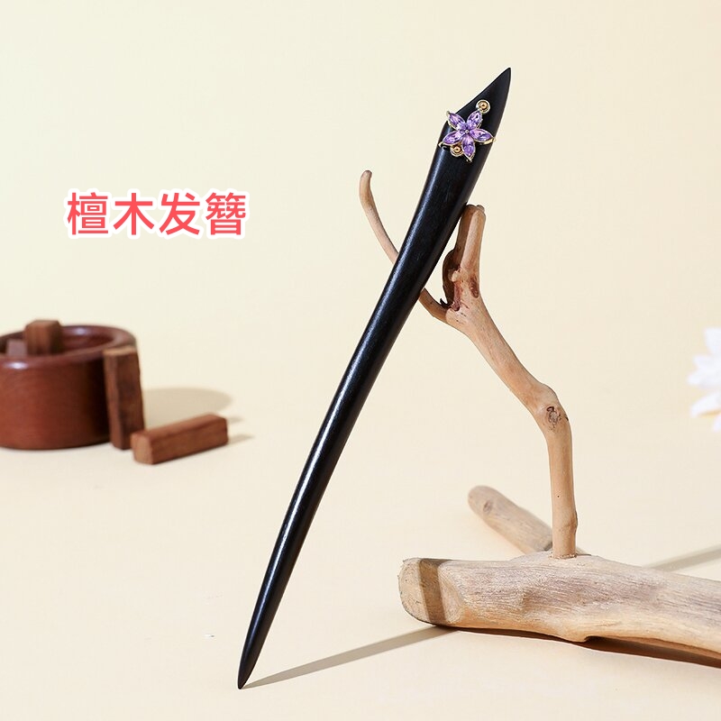 檀木简约新中式实木发簪日常木制发簪旗袍古典发饰