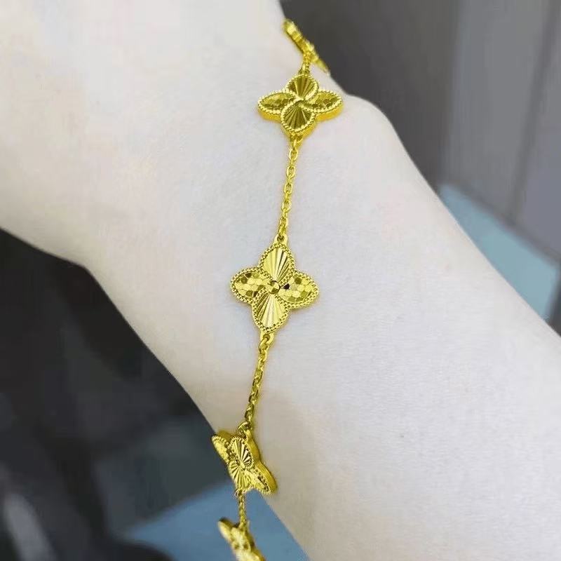 铜合金手链 爆闪五花幸运四叶草送女友老婆生日节日礼物轻奢饰品