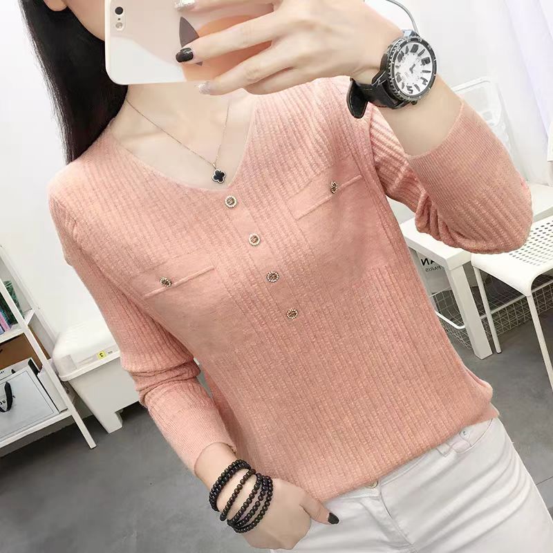 【小香打底-粉丝】可外穿宽松圆领套头针织衫纯色长袖百搭835