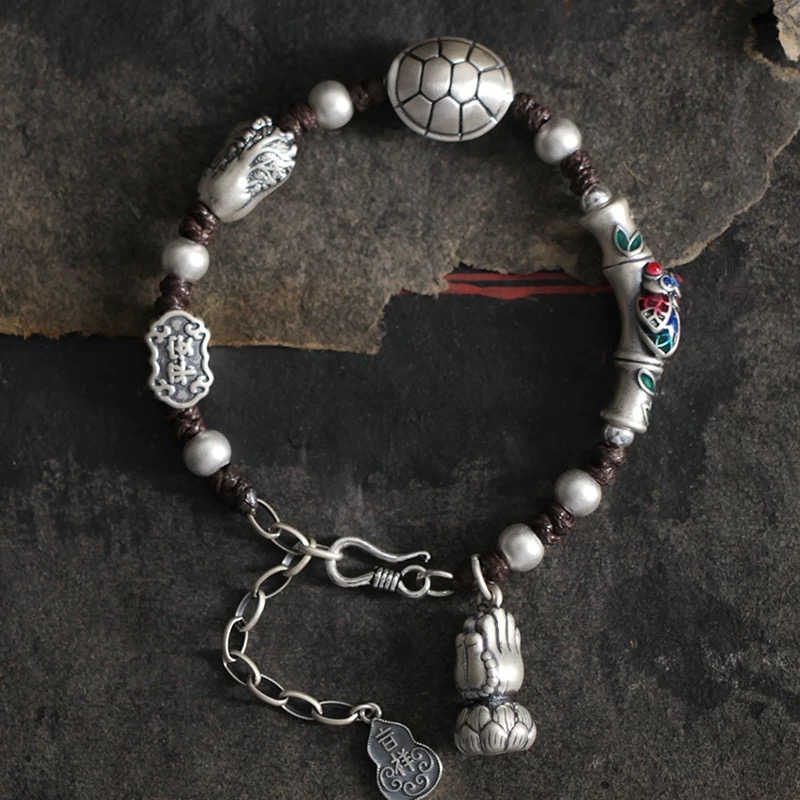 足银手链 【佰万银庄】一鸣惊人多宝手链复古个性做旧手工百搭时尚