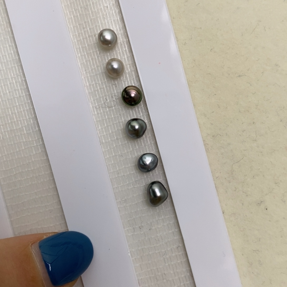 定制海水珍珠未镶嵌裸珠大溪地keshi 6颗戒指定金