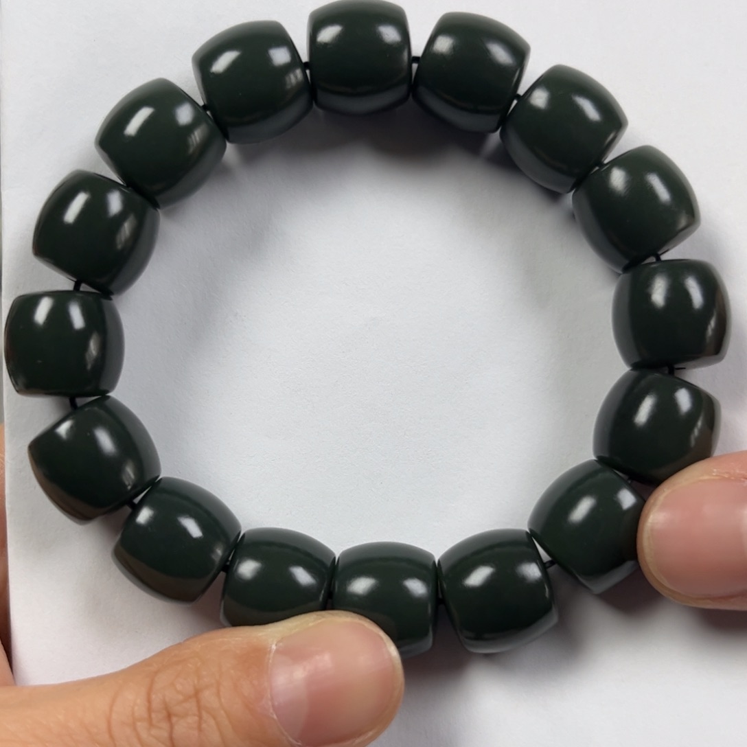 和田玉手链未镶嵌卡14直切珠宝级