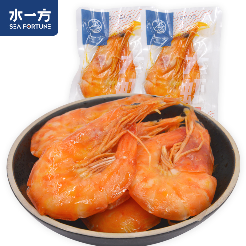 水一方即食大虾250g大连特产烤虾整虾仁油焖带头熟虾即食海味零食