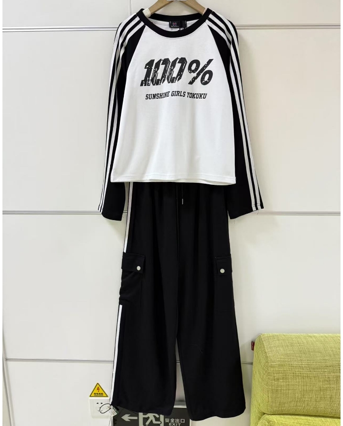 小个子美式长袖工装裤两件套春秋新款长裤两件套