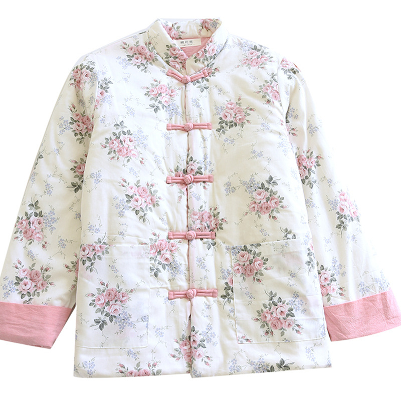 539 冬季纯棉手工棉花袄加厚新中式国风盘扣棉服保暖妈妈装复古