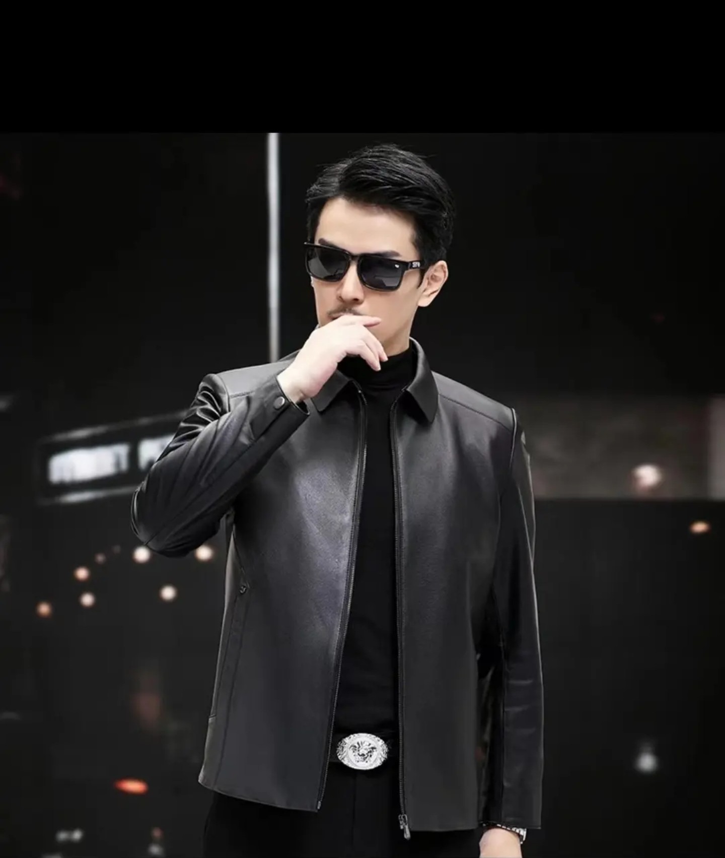 【源头工厂大牌同款】男士皮衣时尚商务翻领2506