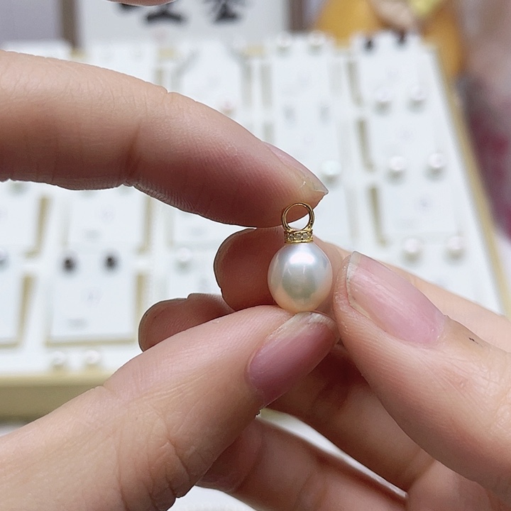 淡水珍珠吊坠(不含链)银S925镶嵌X***y