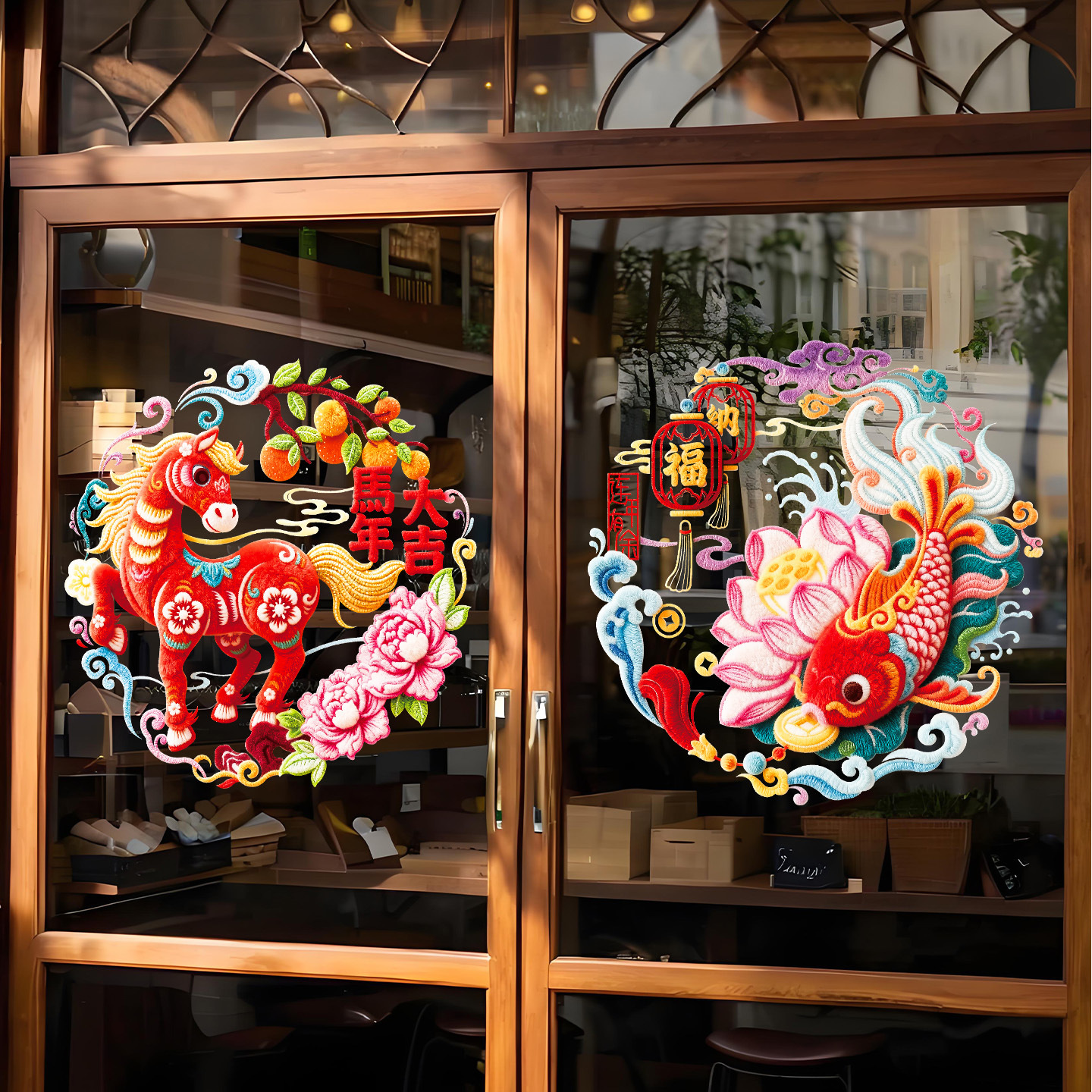 马年窗花静电贴2026新款春节过年剪纸橱窗玻璃福字贴纸新年装饰品