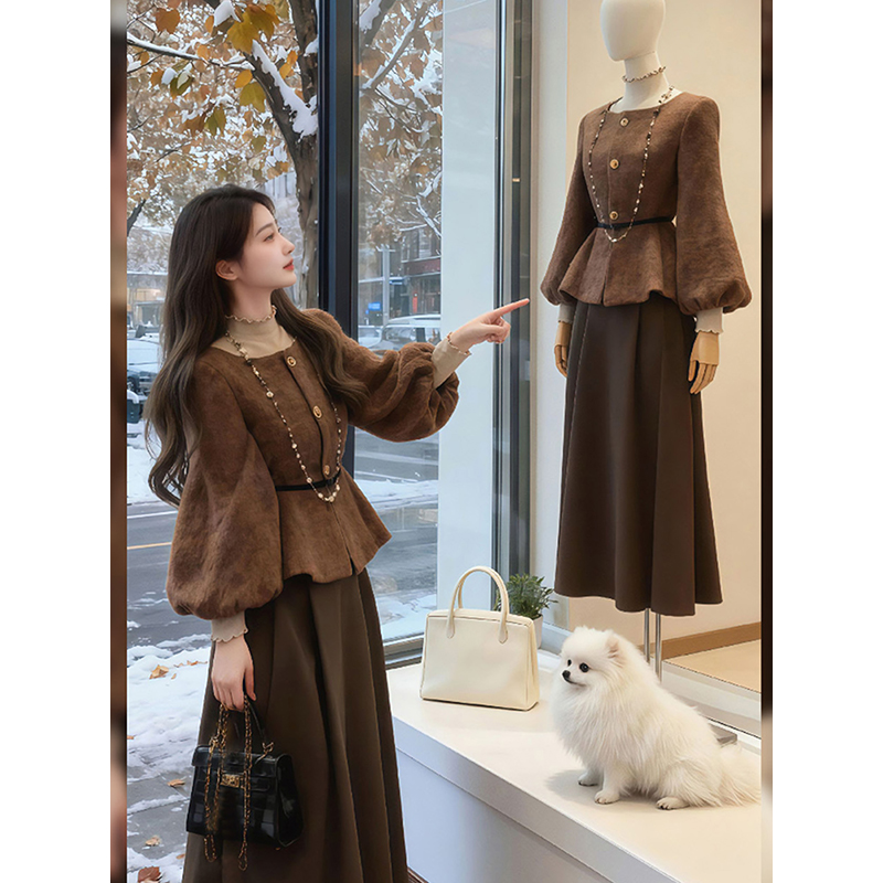 巨好看高端精致名媛套装2025秋冬新款小众气质小香风外套半裙女装