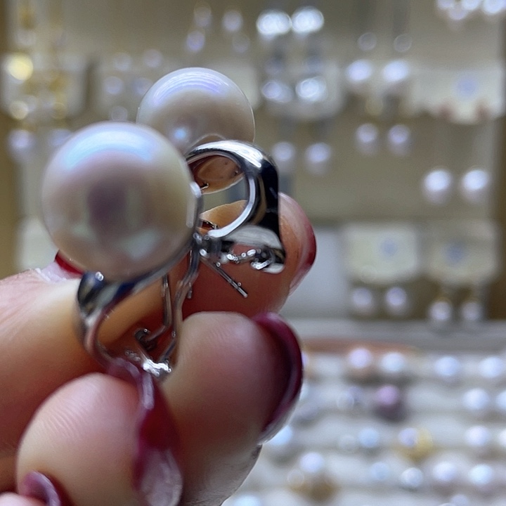 淡水珍珠耳饰银S925镶嵌