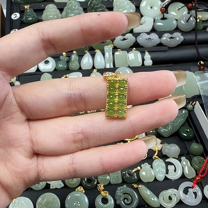 和田玉颈饰银S925镶嵌