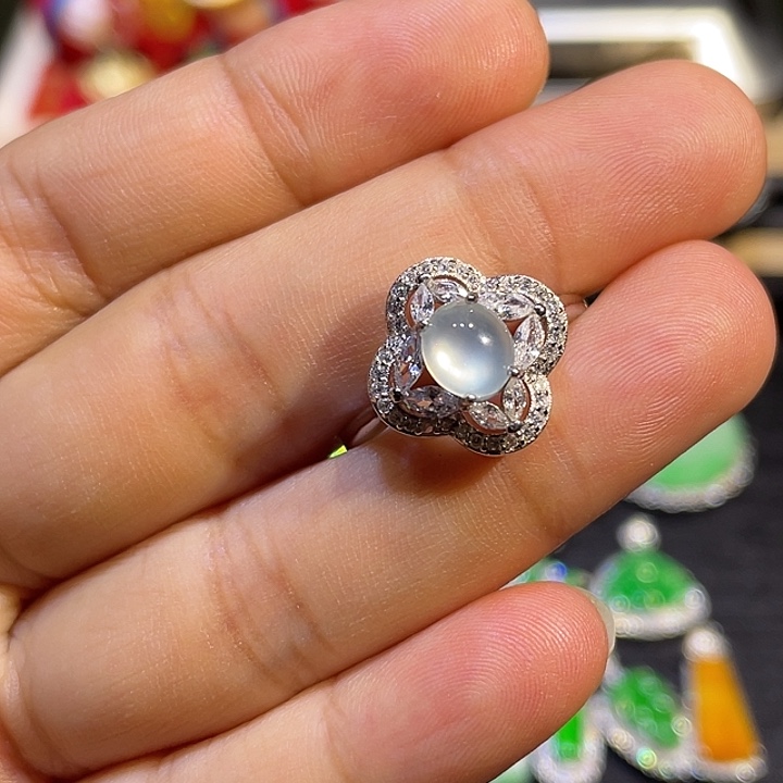 翡翠银S925镶嵌戒指