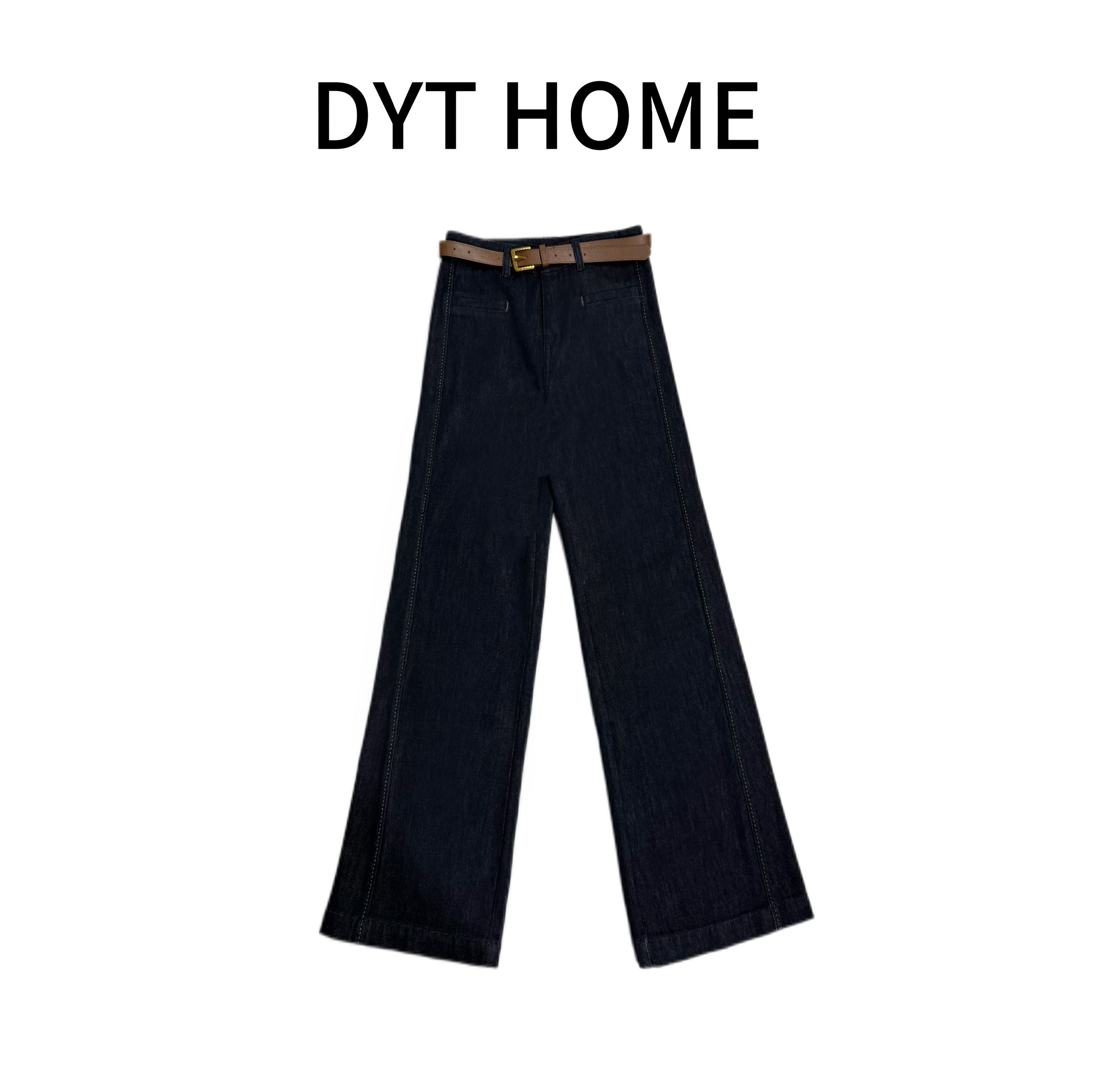 DYT HOME秋款直筒显瘦时尚设计师牛仔裤羊城故事裤子复古牛仔裤
