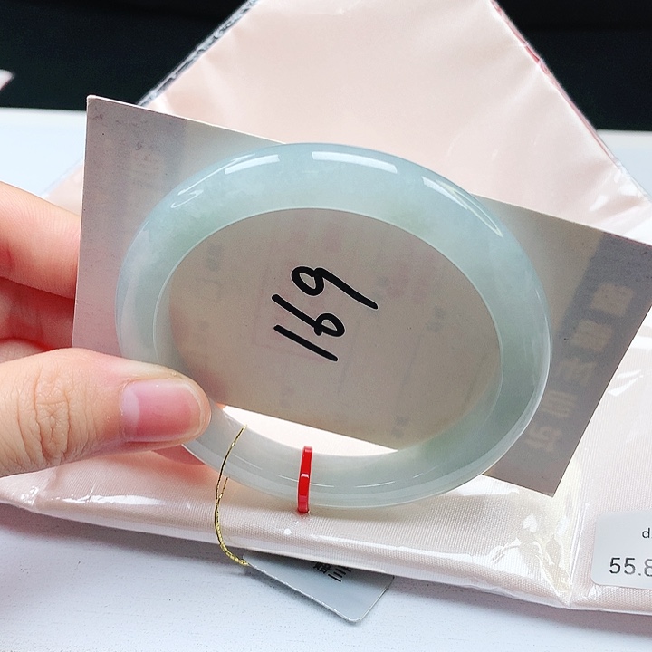 翡翠未镶嵌手镯麦*缅甸天然a货手镯55+