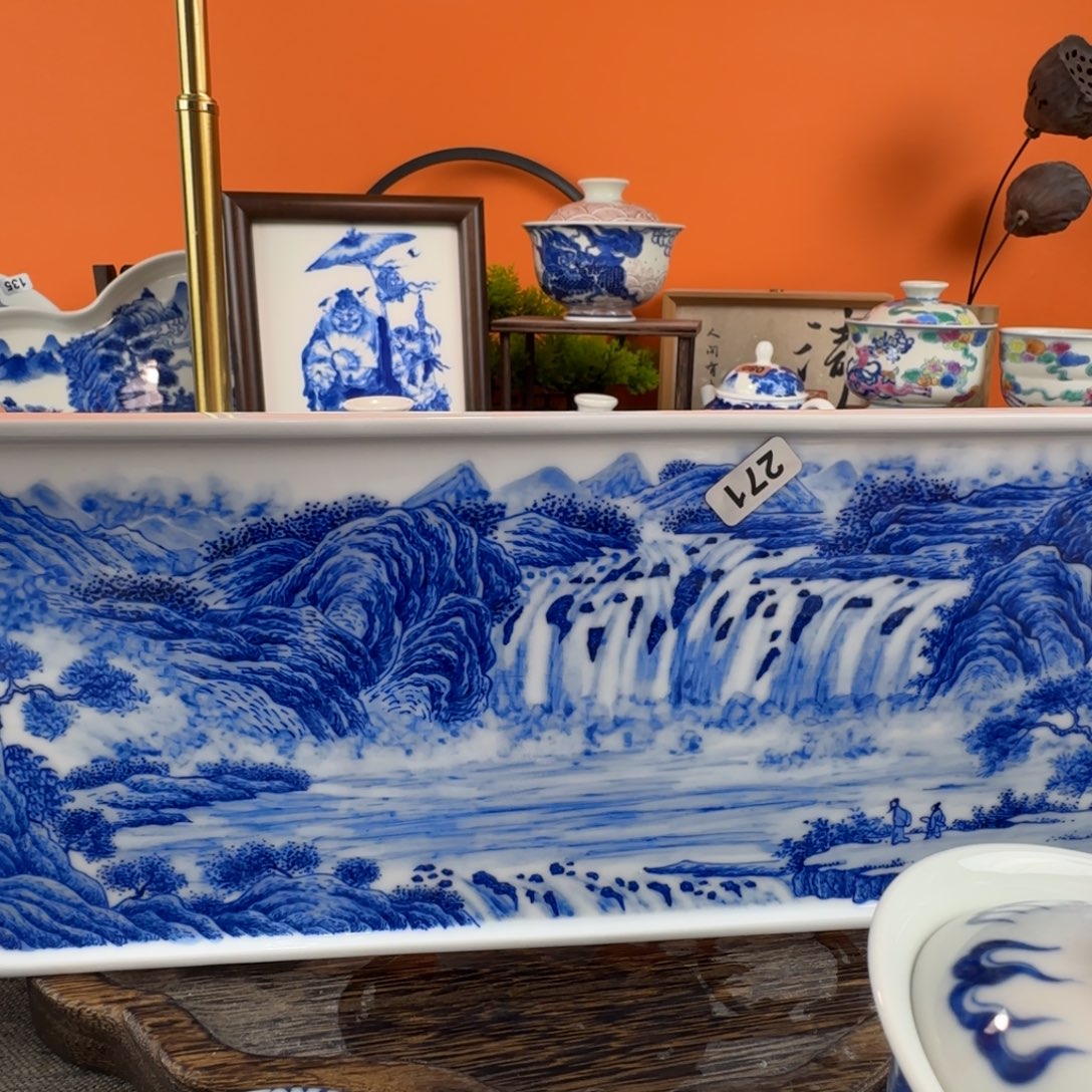 如***贝瓷片景德镇手绘青花瓷器271