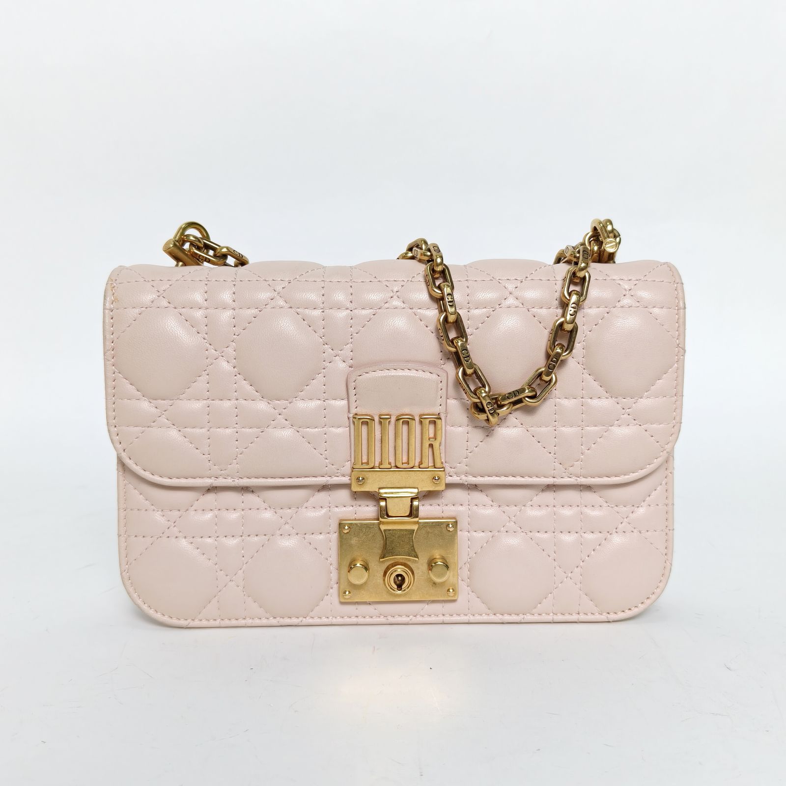 95新 DIOR/迪奥 【娇】小号 21 链条肩带 粉色 皮革S 2017 927442