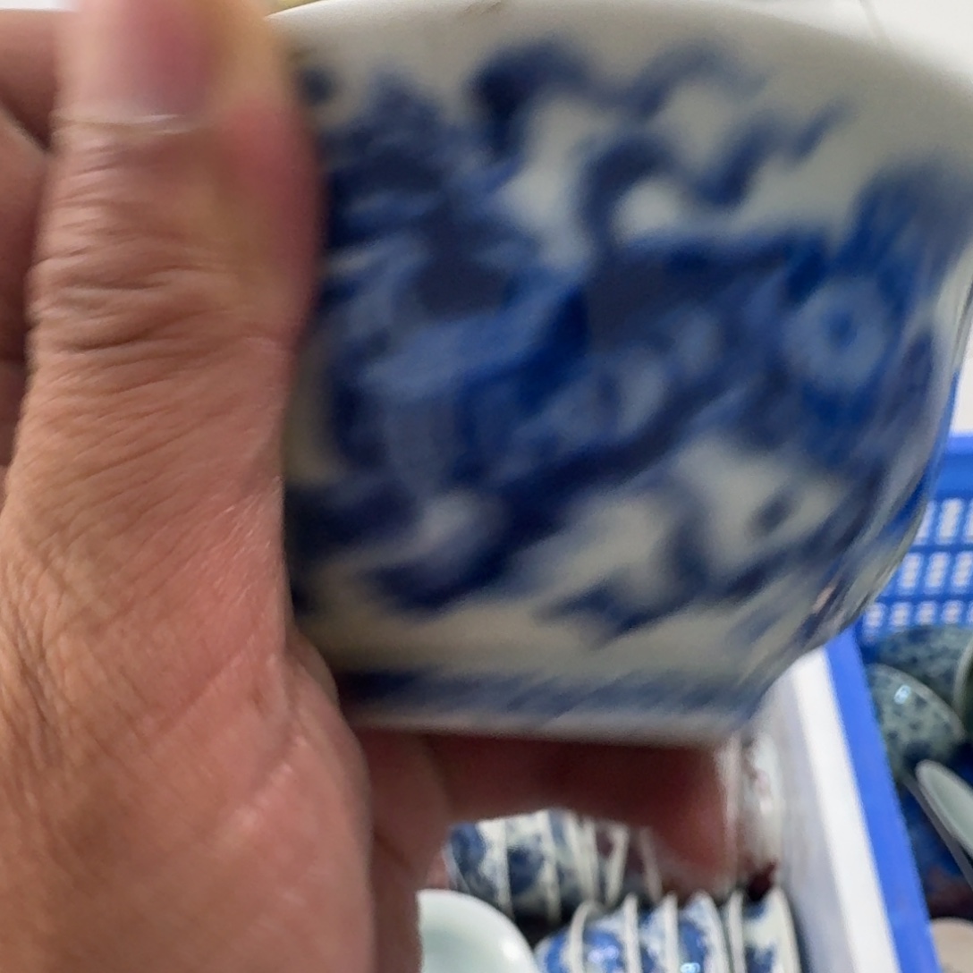 陶摆件青花狮子主人杯