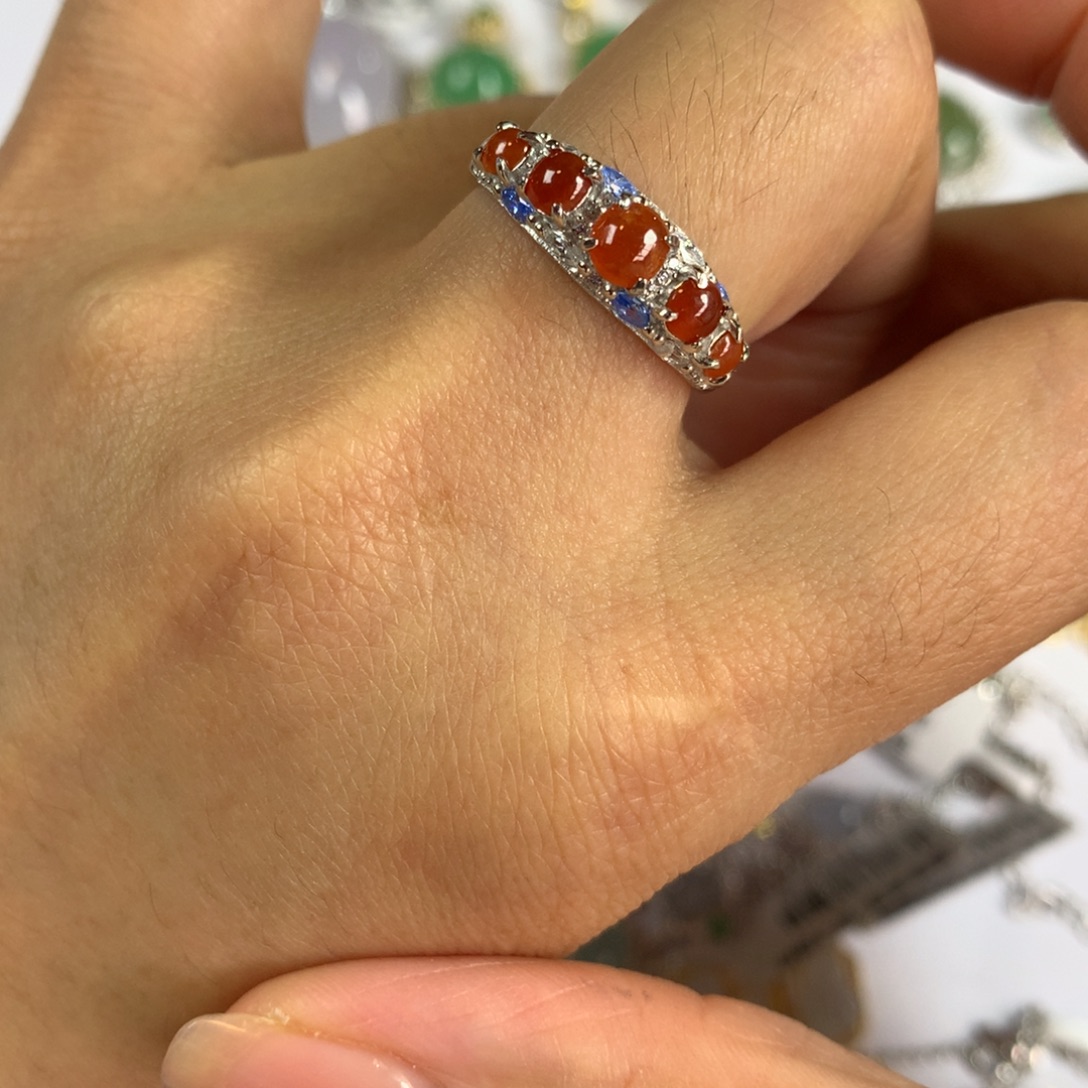 翡翠银S925镶嵌戒指戒指