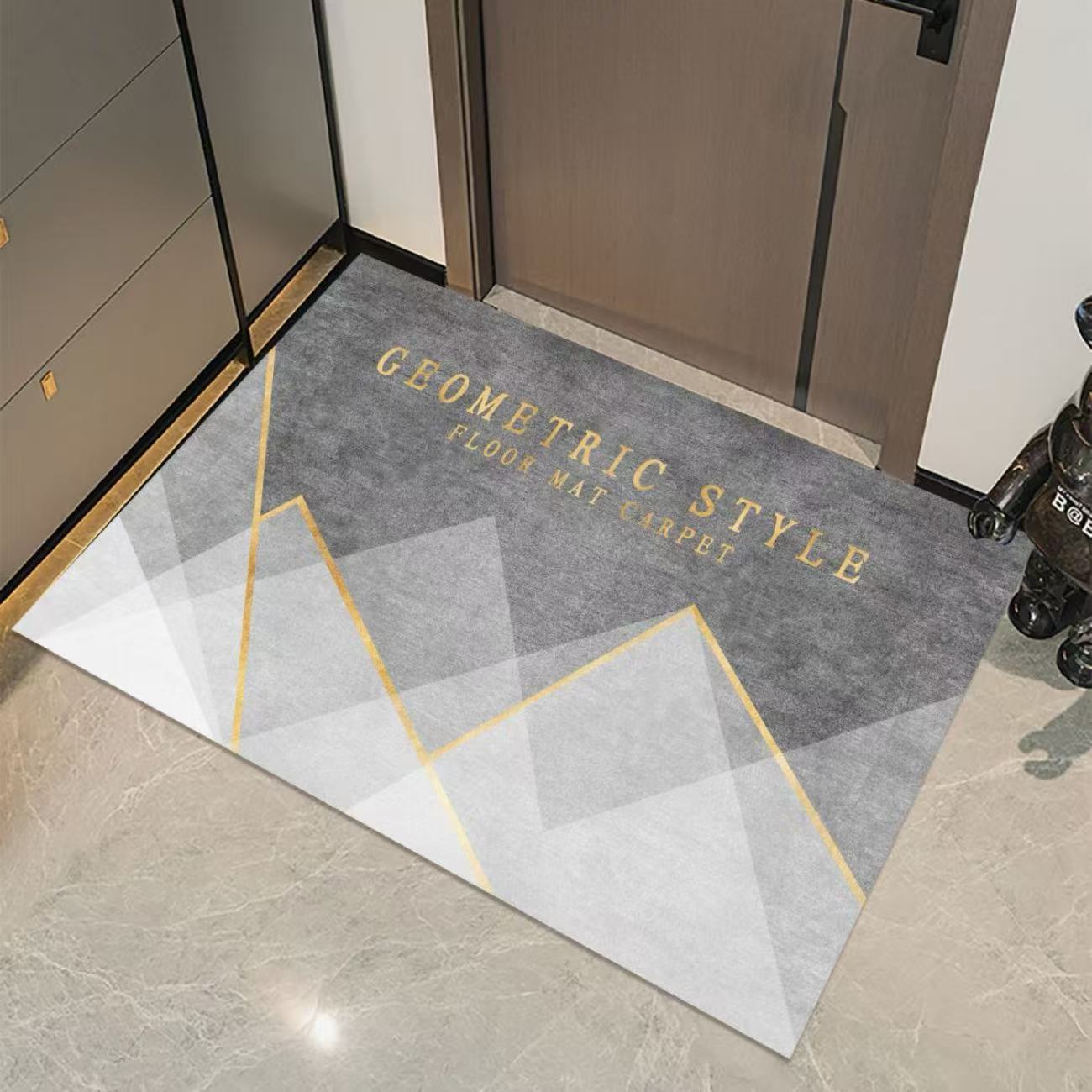 HY136-80×120大尺寸硅藻泥入户门垫吸水防滑高级灰家用玄关地垫